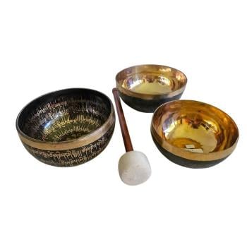 OM Klang - Innerer Frieden & Weite - tief, verbindend, spirituell - Set aus 3 Klangschalen, Ø 15,6 - 18,5 cm, 2,44 kg