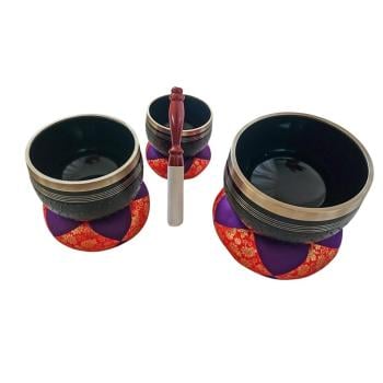 Tempel-Qualität - einmaliges Set aus 3 japanischen Tang - Klangschalen, Ø 16,4 - 24 cm, 6,51 kg