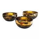 Ruhe, Harmonie & Licht - Set aus 3 Klangschalen in schwarz-gold, Ø 11,1 - 12,4 cm, 1,16 kg