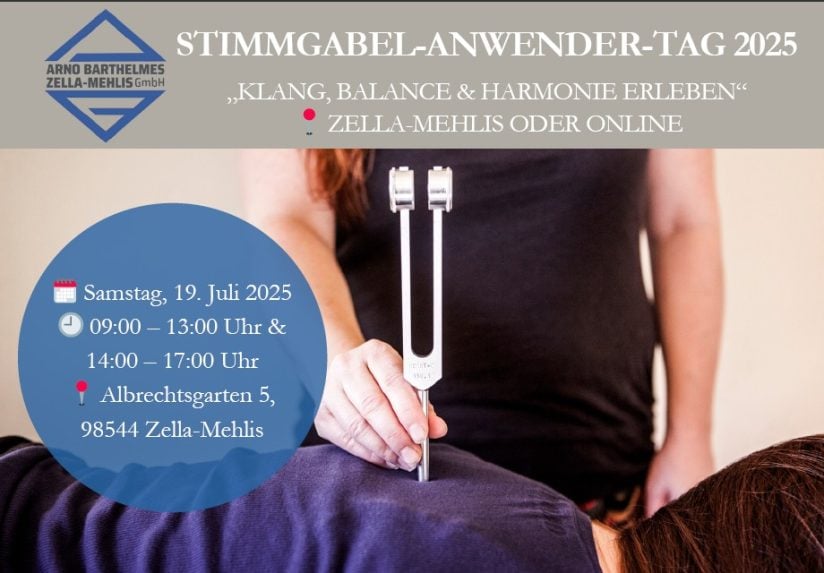 Anwendung von Stimmgabeln auf dem Rücken – Eventhinweis zum Stimmgabel-Tag 2025